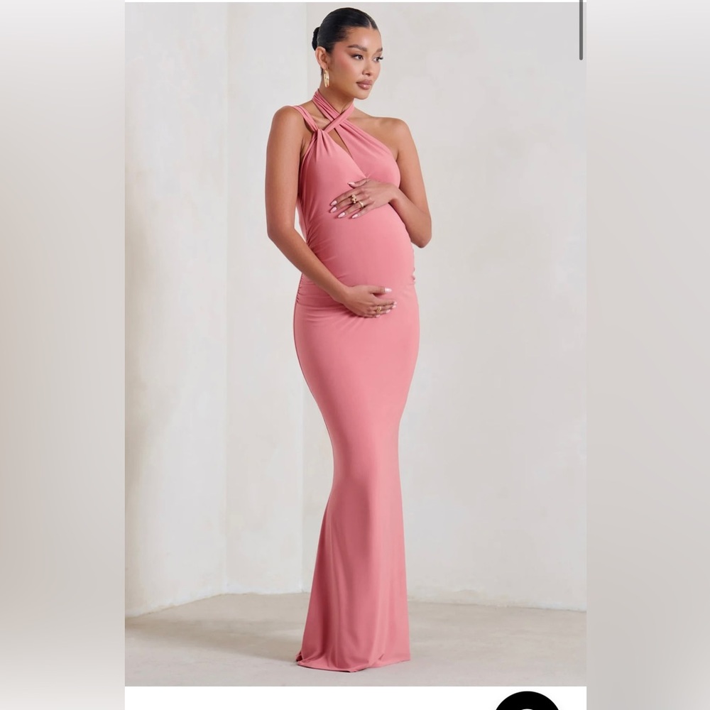 Club L London Pink Asymmetrical Maternity Gown